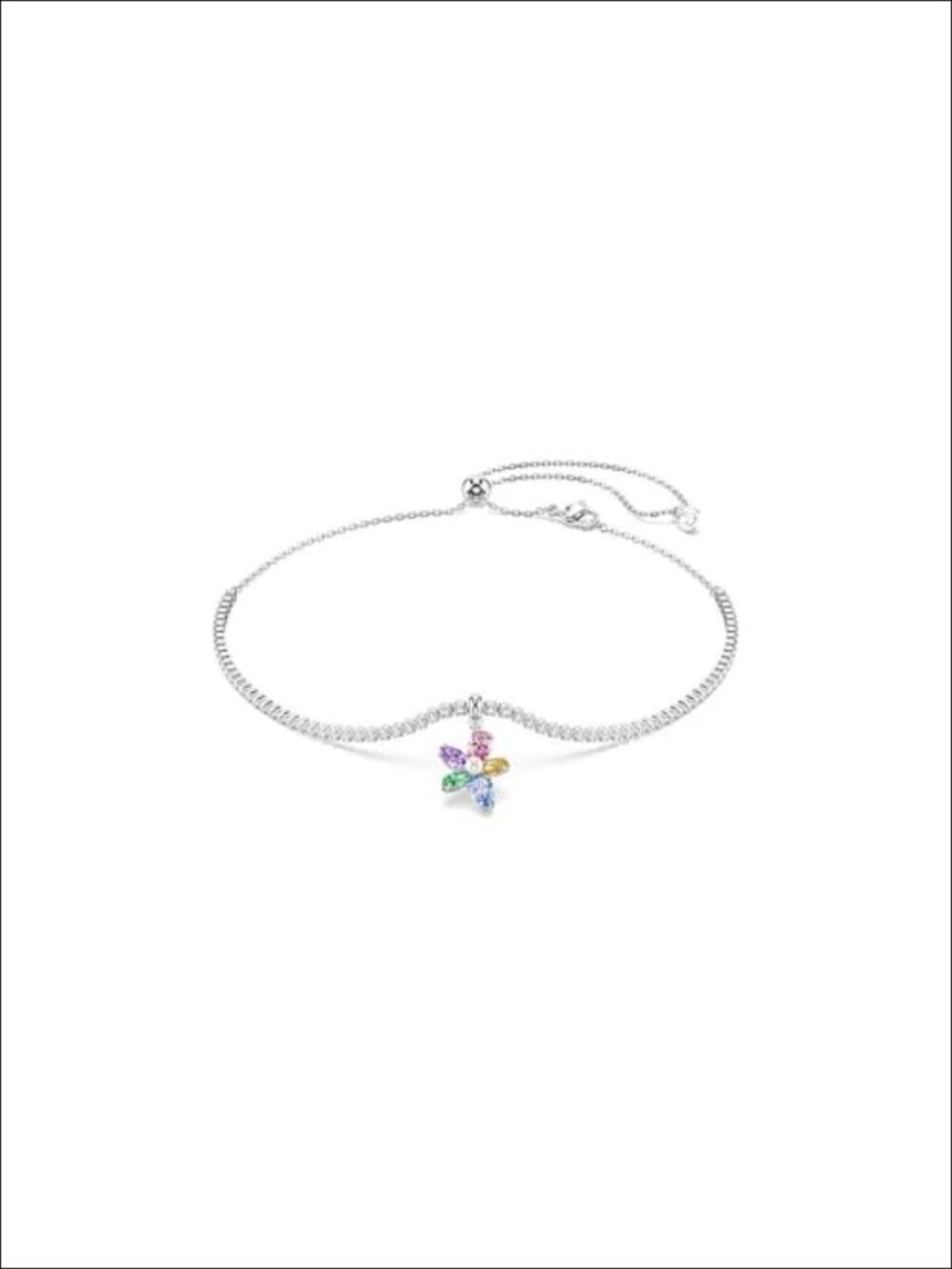 Swarovski Zirconia Crystal Pearl Wildflower Choker Necklace Cupchain